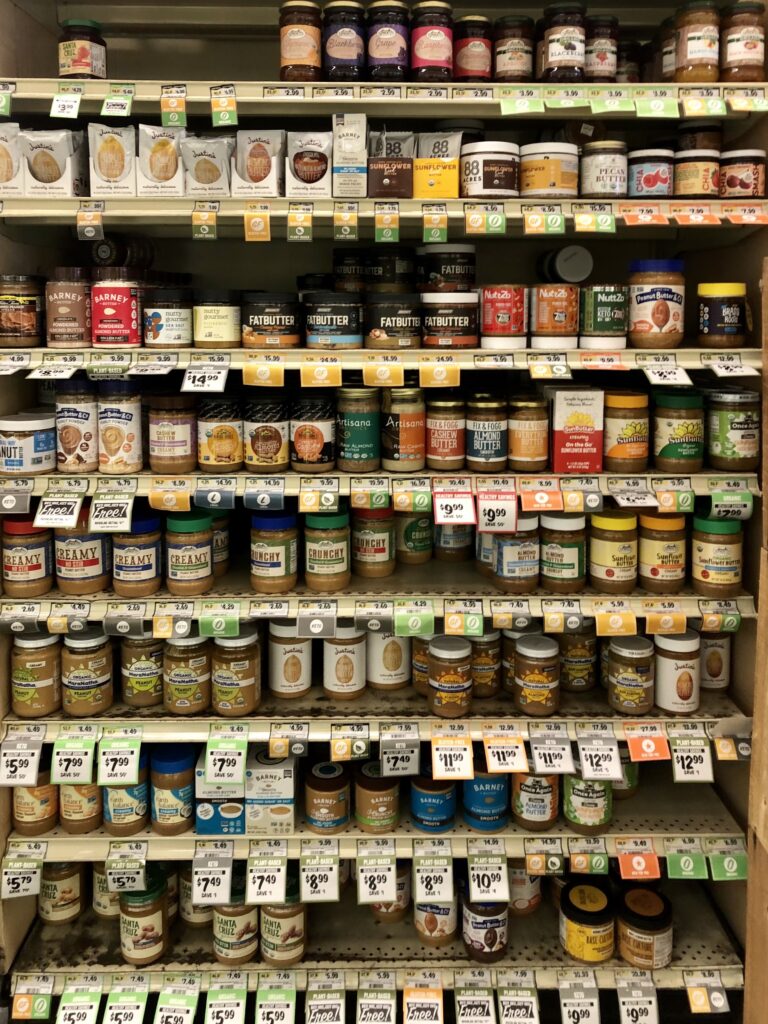 Sprouts nut butter aisle